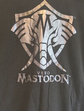 Next Level Apparel Black Tee with Metallic Silver Mastodon Emblem